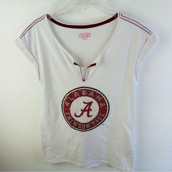 E5 University Of Alabama Sequin White Tee Size M - Picture 1 of 4